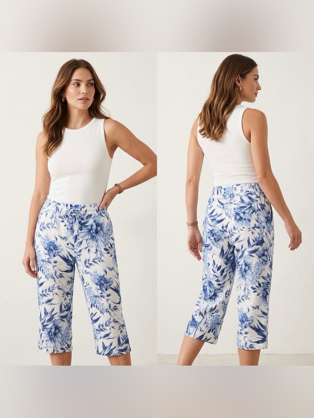 NWT Alexander Jordan Living and Linen Women’s Floral Print Capri Pants Size XL